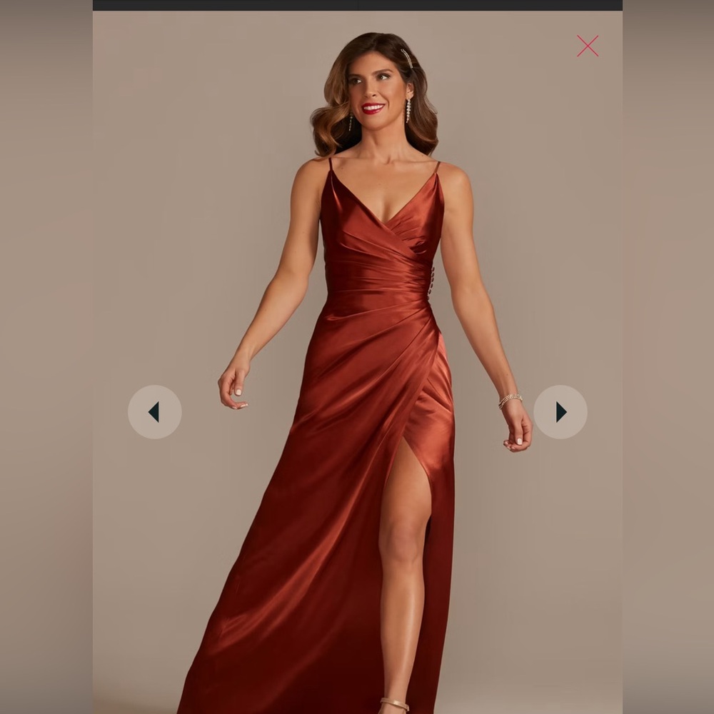 David’s Bridal charmeuse draped strappy dress size 8